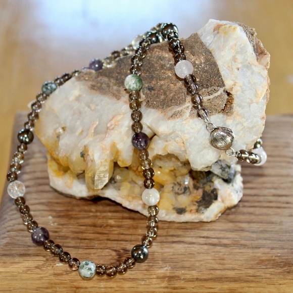 Hand-beaded Mixed Gemstone Necklace - Picture 1 of 5